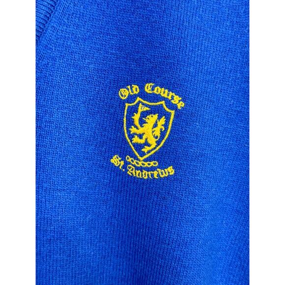 Lyle & Scott Old Course St. Andrews Blue 100% Wool V Neck Pullover Sweater Golf - Picture 2 of 5